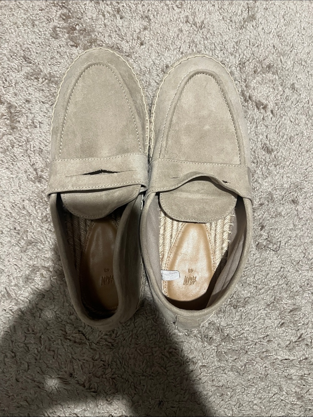 H&M Suede Penny Loafers in Light Beige